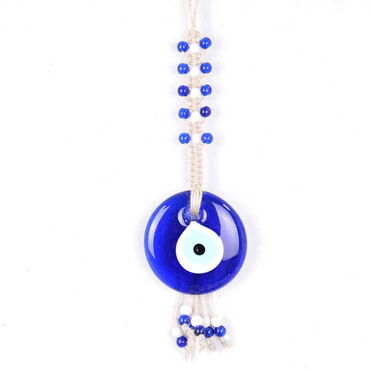 Evil Eye Macrame Oval Shaped Knitted Bead Detailed Wall Hanging - Myros