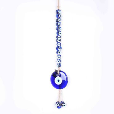 Evil Eye Macrame Oval Shaped Multi Bead Detailed Wall Hanging - Myros