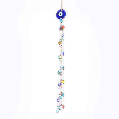 Evil Eye Macrame Oval Shaped Multi Bead Tasseled Detailed Wall Hanging - 1