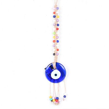 Myros - Evil Eye Macrame Oval Shaped Multi Knitted Bead Detailed Wall Hanging