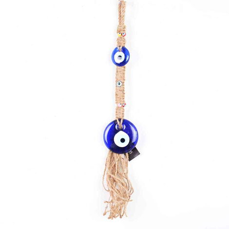 Evil Eye Macrame Oval Shaped Thick Knitted Detailed Wall Hanging - 1