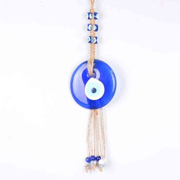 Myros - Evil Eye Macrame Single Size Oval Shaped Evil Eye Bead Knitted Detailed Wall Hanging