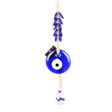 Myros - Evil Eye Macrame Oval Shaped Ten Bead Detailed Wall Hanging