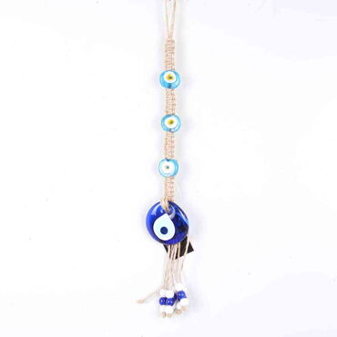 Myros - Evil Eye Macrame Three Bead Shaped Wall Hanging