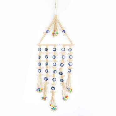 Evil Eye Macrame Triangle Shaped Richness Wall Hanging - Thumbnail