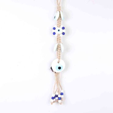 Evil Eye Macrame White Color Six Oval Shaped Wall Hanging - Myros