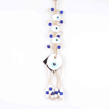 Evil Eye Macrame White Color Four Oval Shaped Wall Hanging - Myros