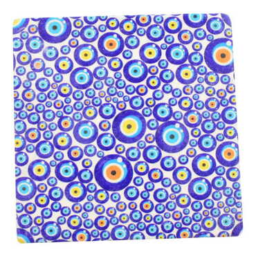 Myros - Evil Eye Themed Bathroom Stone Drain Cover 100x100 mm