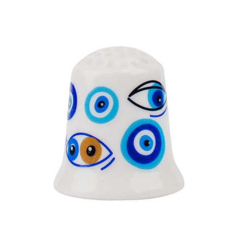 Evil Eye Themed Ceramic Thimble - 1
