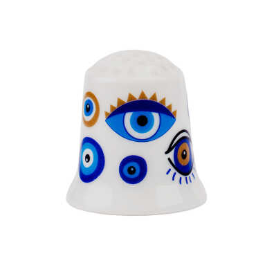 Evil Eye Themed Ceramic Thimble - 2