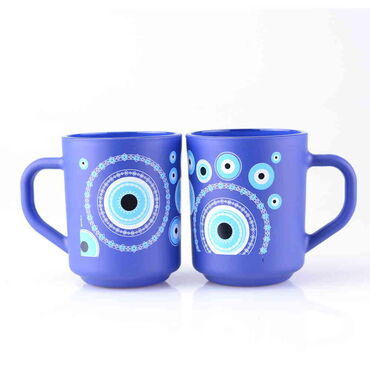 Evil Eye Themed Colored Glass Mug - Thumbnail