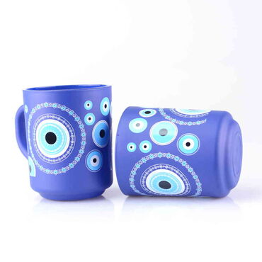 Evil Eye Themed Colored Glass Mug - Thumbnail