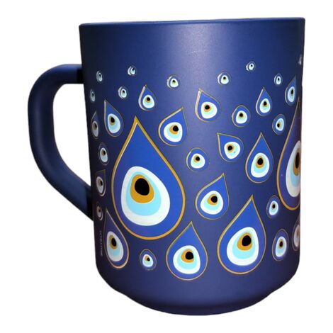 Evil Eye Themed Colored Glass Mug