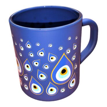 Evil Eye Themed Colored Glass Mug - Thumbnail