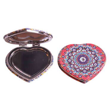 Evil Eye Themed Custom Printed Heart Shape Compact Mirror - Thumbnail