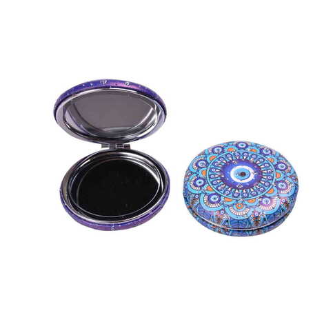 Evil Eye Themed Custom Printed Round Curved Pocket Mirror