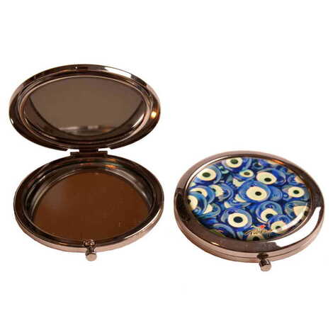 Evil Eye Themed Customised Metal Epoxy Travel Make Up Compact Mirror 70x11 mm - 3