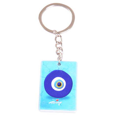 Evil Eye Themed Customised UV Printed Plastic Base Rectangle Keyring 31x106 mm