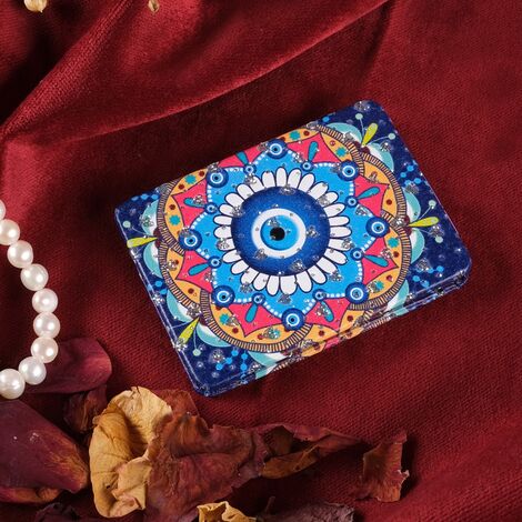 Evil Eye Themed Customised Uv Printed Rectangle Compact Mirror 85x62x11 mm - 1