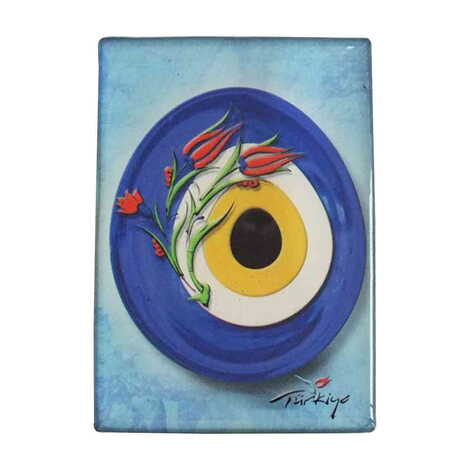 Evil Eye Themed Epoxy Dome Rectangle Souvenir Fridge Magnet 80x55 cm