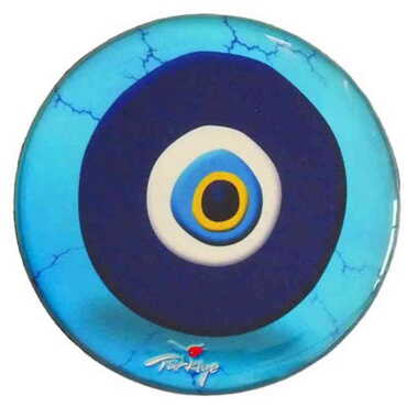 Myros - Evil Eye Themed Epoxy Dome Round Souvenir Fridge Magnet 67 mm