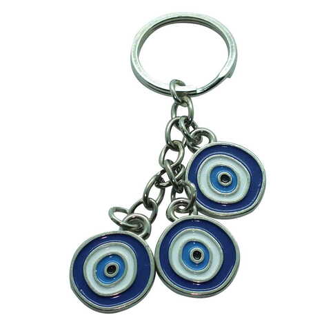 Evil Eye Themed Metal Customized Enamel Keyring 3 Charms