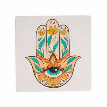 Evil Eye Themed Stone Coaster 100x100 mm - Myros