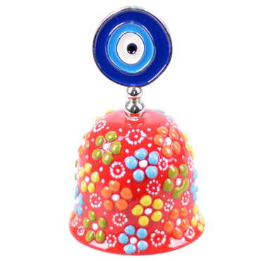 Evil Eye Themed Turkish Ceramic Collectible Souvenir Bell - Thumbnail