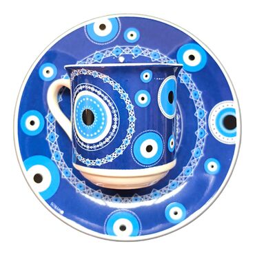 Evil Eye Themed Turkish Coffee Cup Set of 2 pcs - Thumbnail