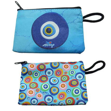 Evil Eye Themed Turkish Woven Wallet 113x80x8 mm - 2