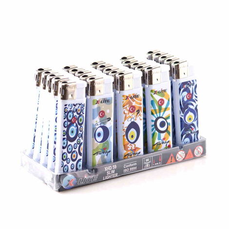 Evil Eye Themed UV Plastic White Printed Lighter