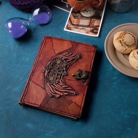 Fatima Hand Themed Medium Leather Notebook - 1