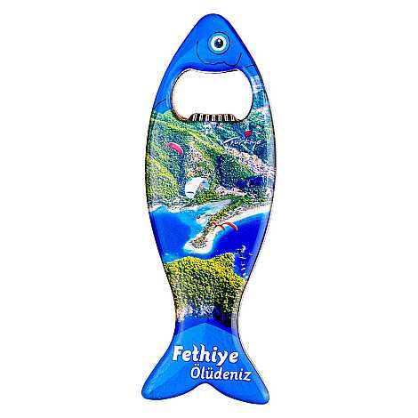 Fethiye Bölgesi Temalı Myros Metal Balık Açacak Magnet 120x43 mm - 2