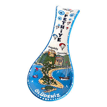 Fethiye Bölgesi Temalı Seramik Serigrafi Kaşık Altlığı - 2