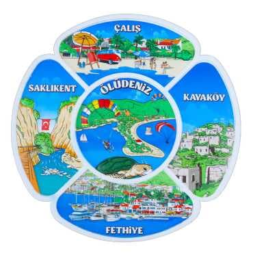 Fethiye Themed UV Printed Polyester Plate 15 cm