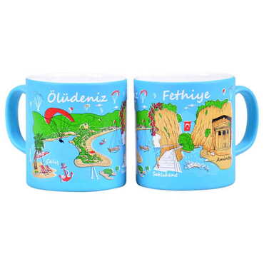 Myros - Fethiye Region Themed Customised Serigraphy Printed Ceramic Mug 82x90 mm