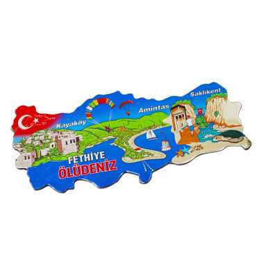Fethiye Region Themed Metallic Map Refrigerator Magnet - 4
