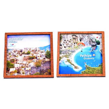 Fethiye Themed Wooden Cute Animals Souvenşr Fridge Magnet Serie C 90x120 mm - 2