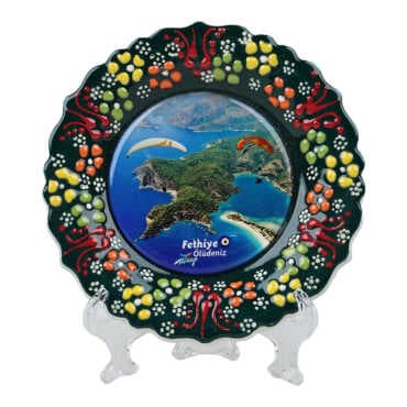 Fethiye Temalı Çini Myros Resim Tabak 12 cm - 5