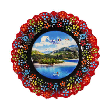 Fethiye Temalı Çini Myros Resim Tabak 30 cm  - 3