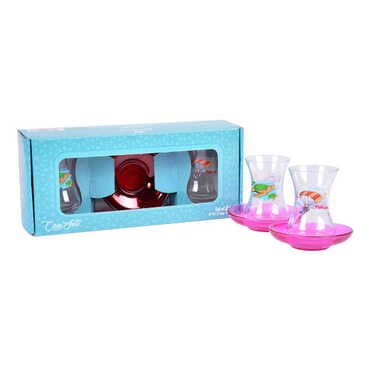 Fethiye Themed Colored Tea Glass Set Of 2 Pcs - Standart - 2