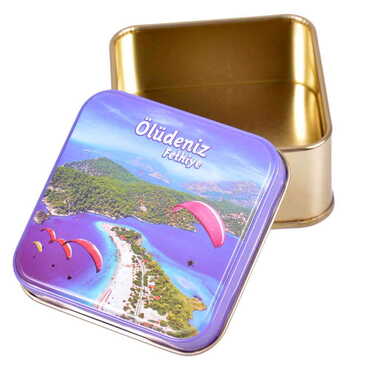 Toptan Fethiye Temalı Myros Kare Metal Kutu 75x75x35 mm - Thumbnail