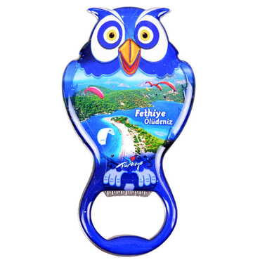 Toptan Fethiye Temalı Myros Metal Baykuş Açacak Magnet 88x47 mm - Myros
