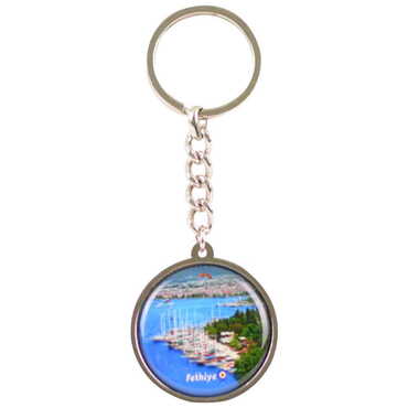 Toptan Fethiye Temalı Myros Metal Yuvarlak Anahtarlık 40x95 mm - Myros
