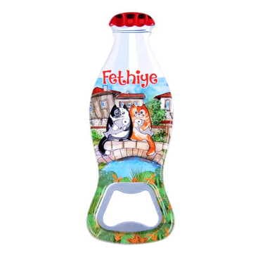Fethiye Themed Customised Uv Printed Coca Cola Bottle Shape Plastic Base Bottle Opener 42x120 mm