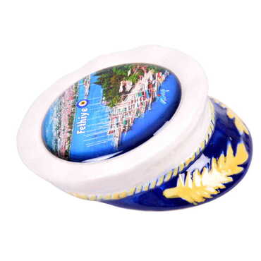 Myros - Fethiye Themed Ceramic Hat Shaped Ceramic Magnet