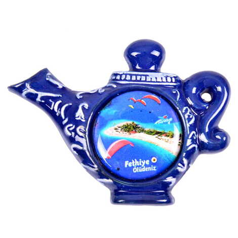 Fethiye Themed Ceramic Pot Shaped Fridge Magnet - 1