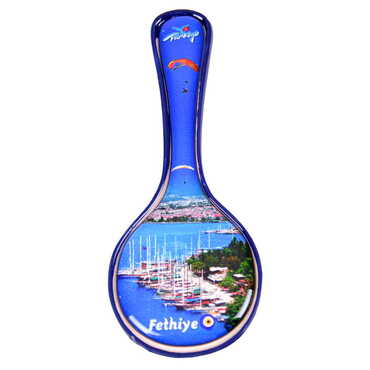 Myros - Fethiye Themed Ceramic Spoon Shaped Fridge Magnet