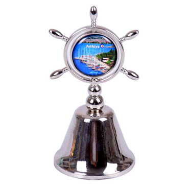 Myros - Fethiye Themed Collectible Souvenir Double Face Metal Spinner Rudder Bell 44x92 mm