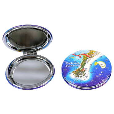 Fethiye Themed Custom Printed Round Pocket Mirror - Thumbnail